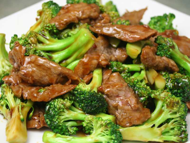 beef-and-broccoli-on-a-white-plate