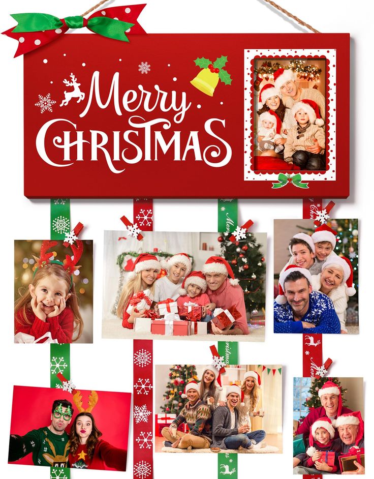 a-red-and-white-Christmas-card-display-hanging-on-the-wall