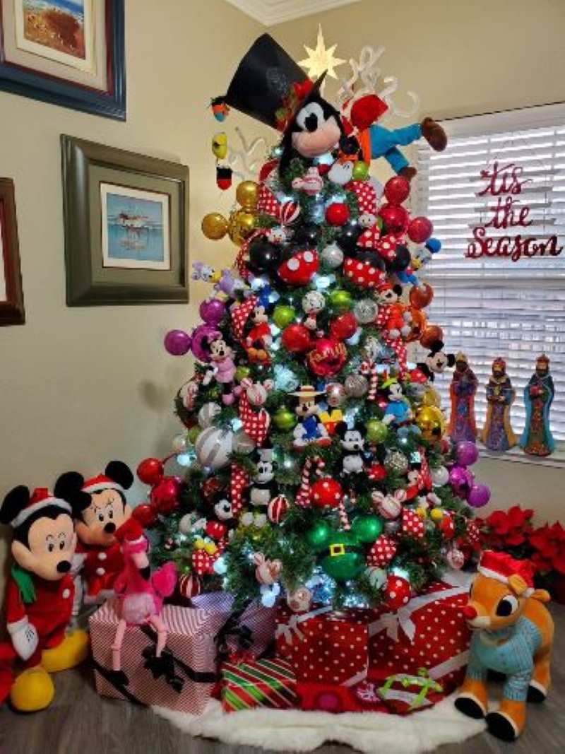 a-Christmas-tree-decorated-with-disney-ornaments