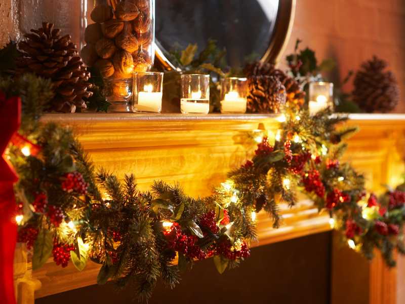 a-fire-mantle-decorated-for-Christmas