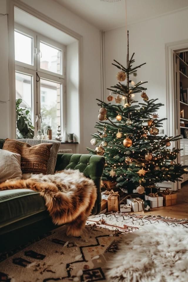 a-colorful-Nordic-Christmas-tree-in-a-living-room