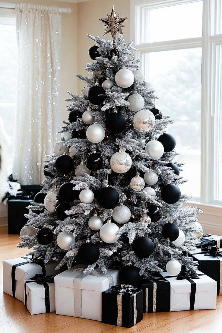 a-black-and-white-Christmas-tree