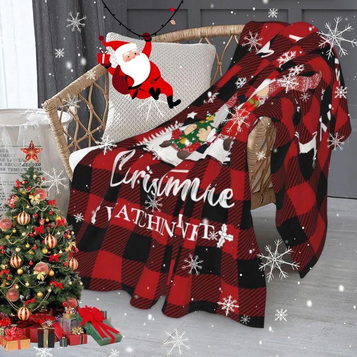 red-and-black-Christmas-porch-decor-blanket