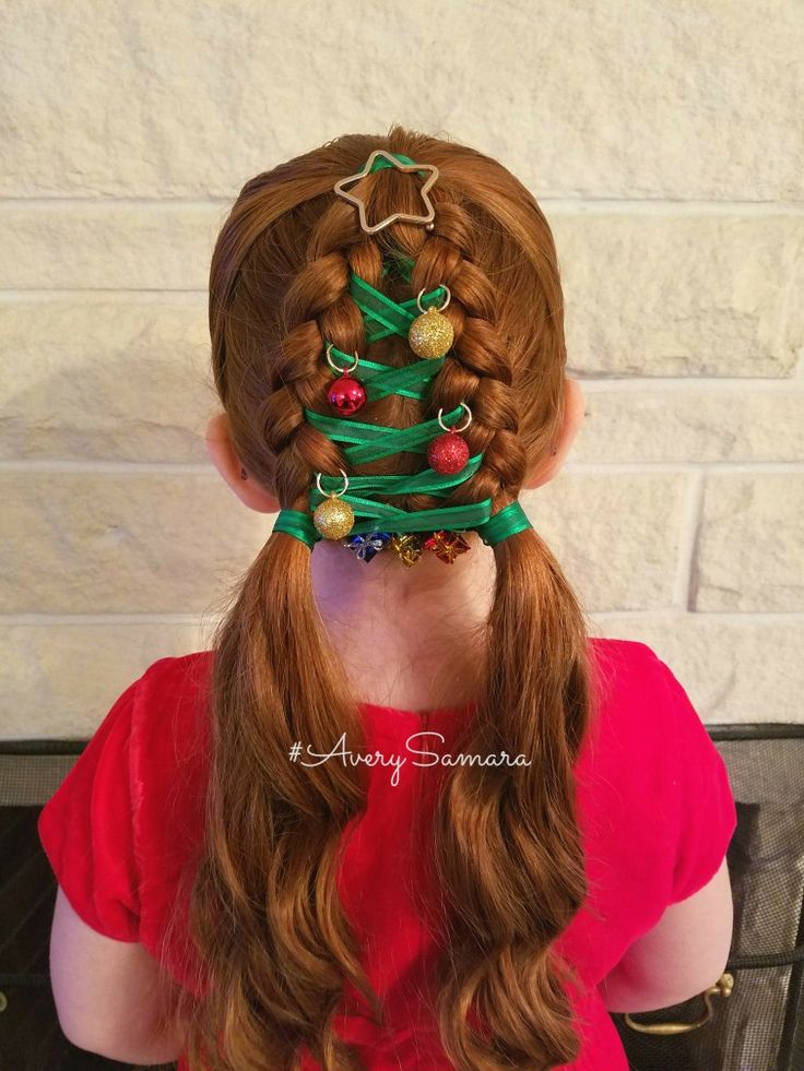 girl-on-red-shirt-with-pine-tree-hairstyle-decorated-with-red-and-green-ribbons