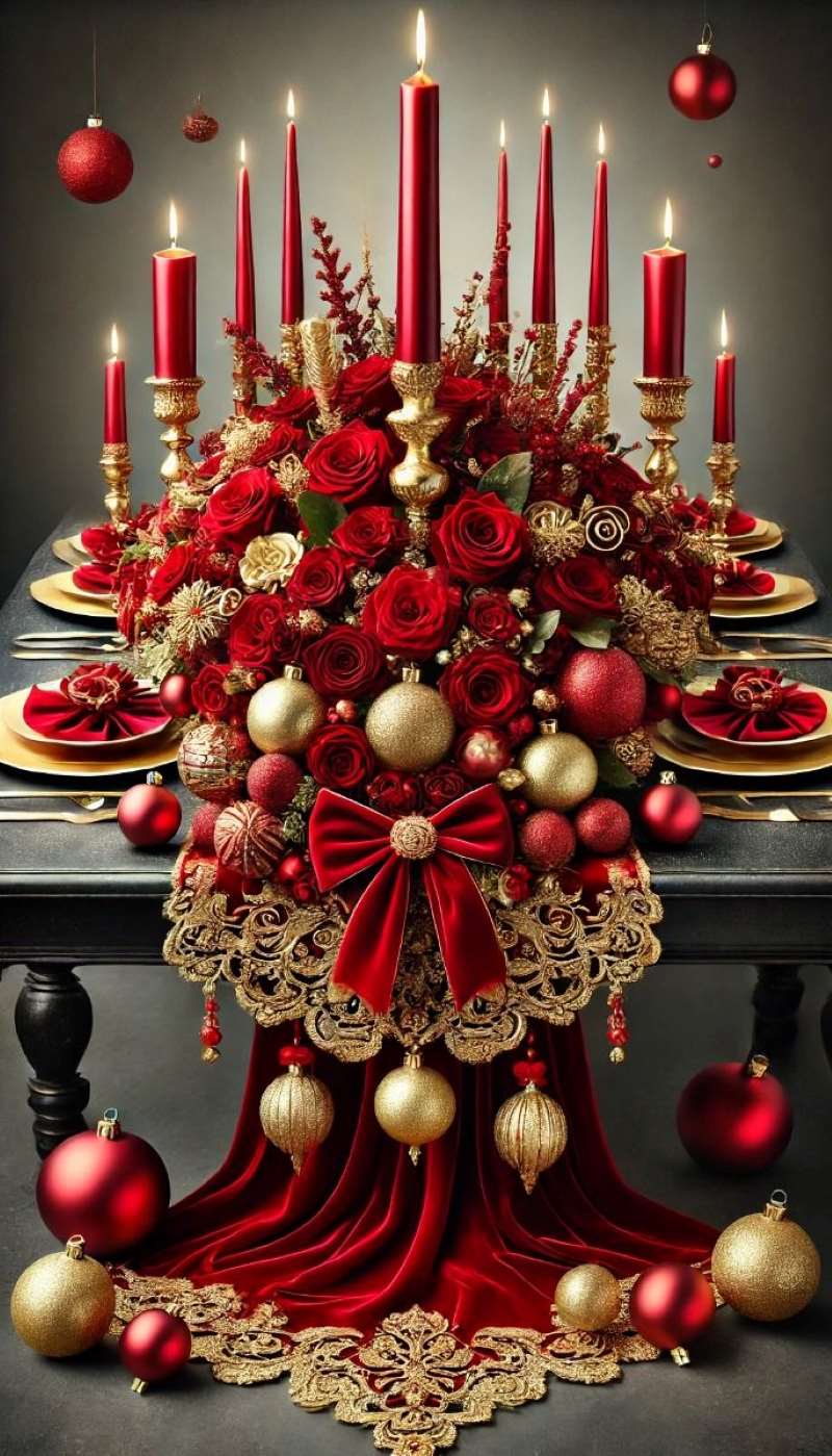 red-and-gold-Christmas-centerpiece