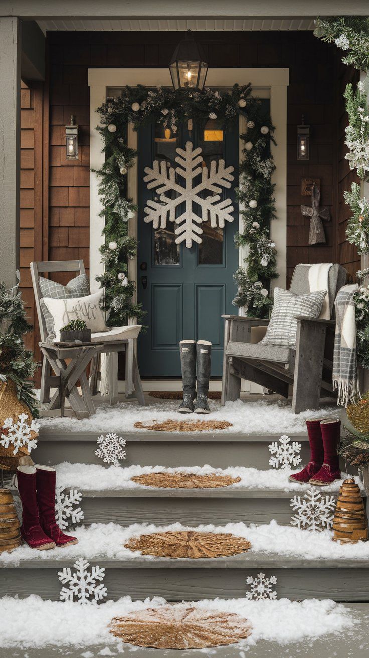 a-snowy-Christmas-porch-decor-on-outdoor-spaces