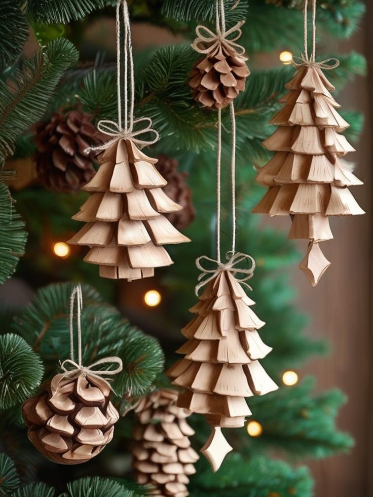 a-green-Christmas-tree-with-natural-pinecones