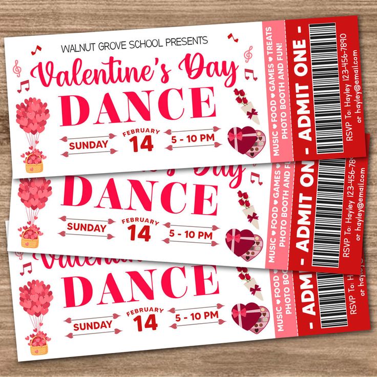 valentine's-day-event-ticket-on-a-wooden-background