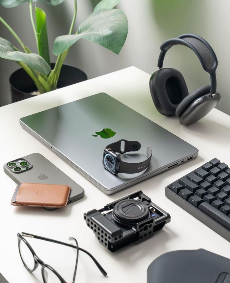 headphone-phone-laptop-on-a-white-table