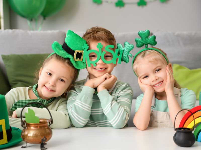 kid's-with-St-Patrick's-day-crafts-work