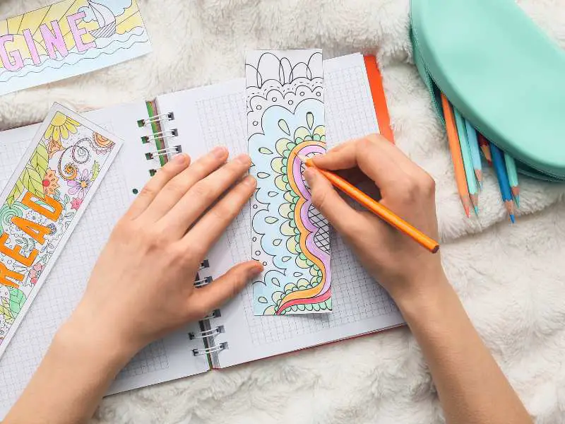 hand-coloring-a-bookmark