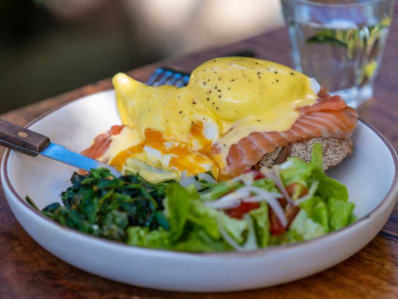 poached-egg-with-sauteed-green-in-a-white-plate