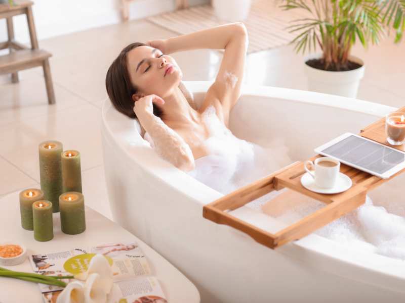 woman-in-bath-for-a-self-care-routine-on-mother's-day