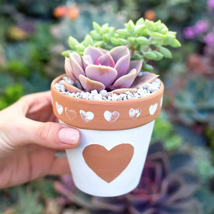 brown-and-white-painted-flower-pot-mother's-day-craft