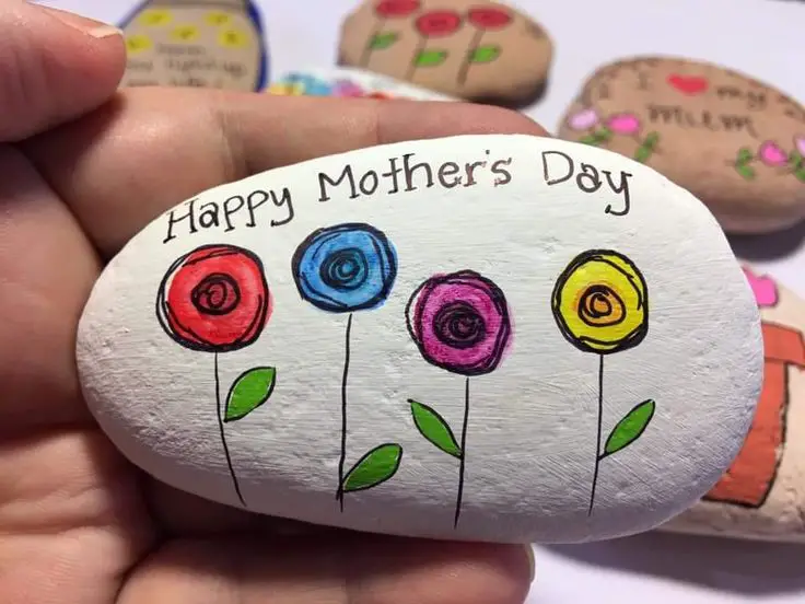 a-white-painted-mother's-day-craft-rock-with-trees