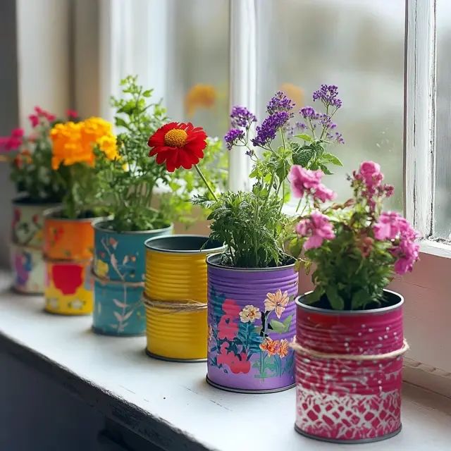 tins-with-beautiful-colors-use-as-flower-vase 