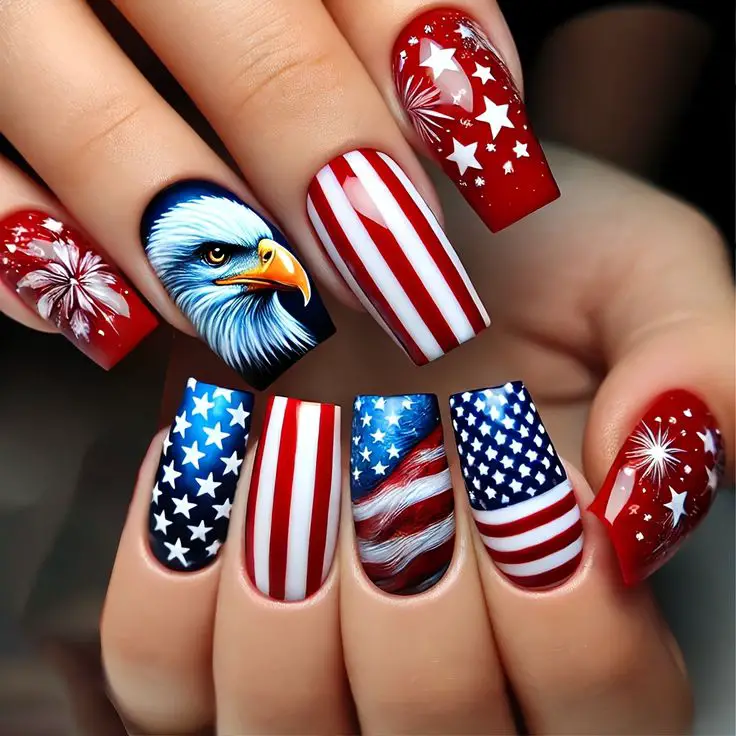 patriotic-animal-print-nail-designs