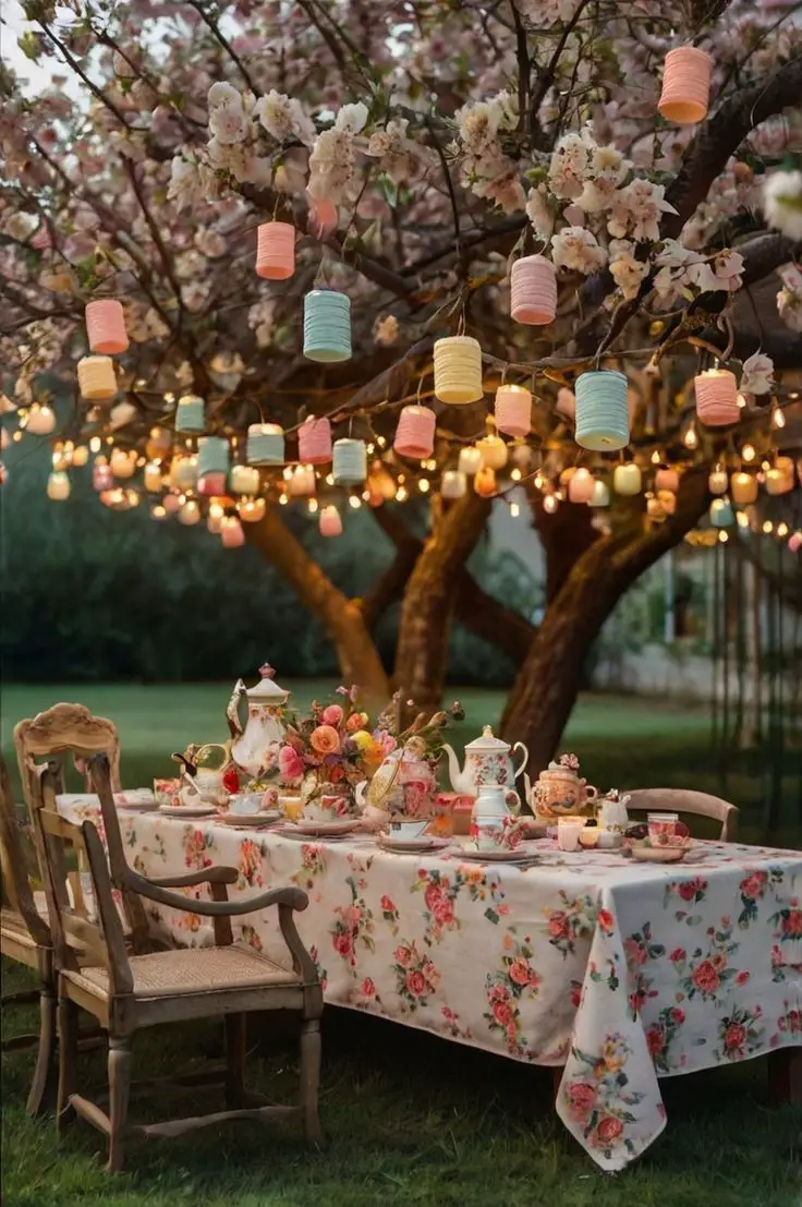 bohomian-party-sitting-with-candle-light-on-the-tree