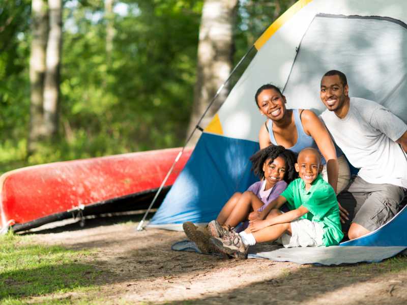 family-of-four-camping-for-spring-break-ideas