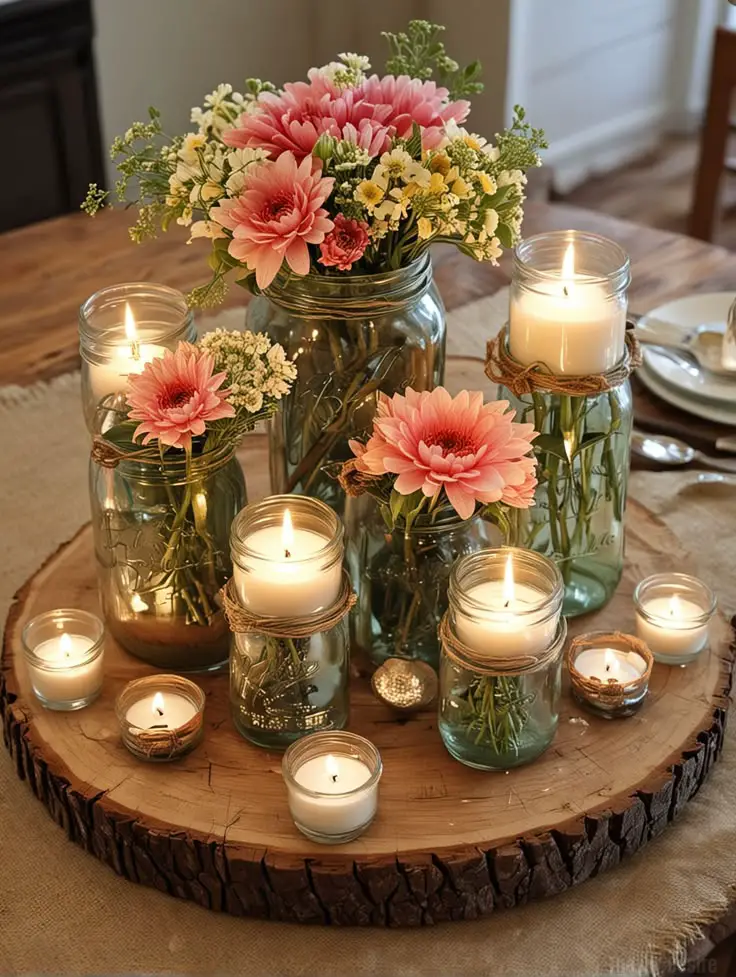 mason-jar-with-flowers-and-candles