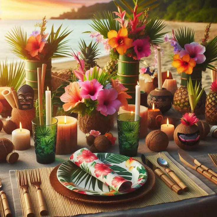 table-with-tropical-flowers-plate-and-side-spoon