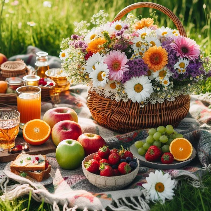 bunch-of-flowers-in-a-basket-away-from-fruit