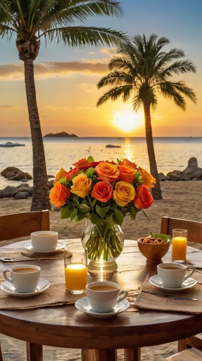 table-set-for-sunset-tea-party-with-a-bouquet-summer-tea-party
