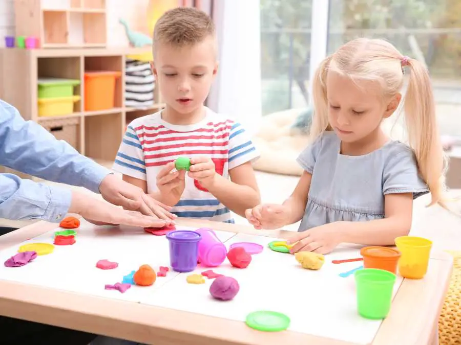 mom-and-kids-molding-dough