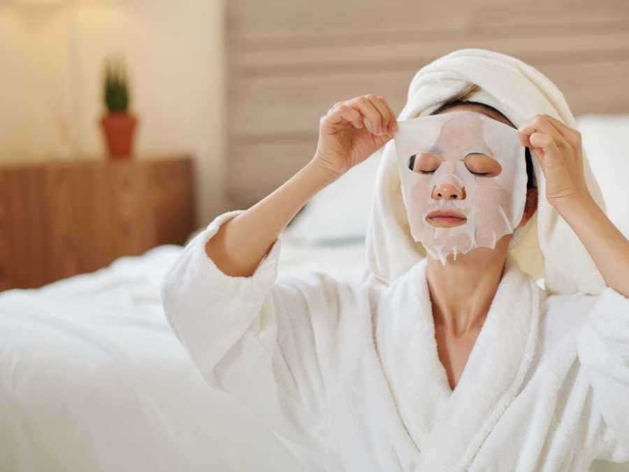 sheet-mask-postpartum-summer-skincare-routine