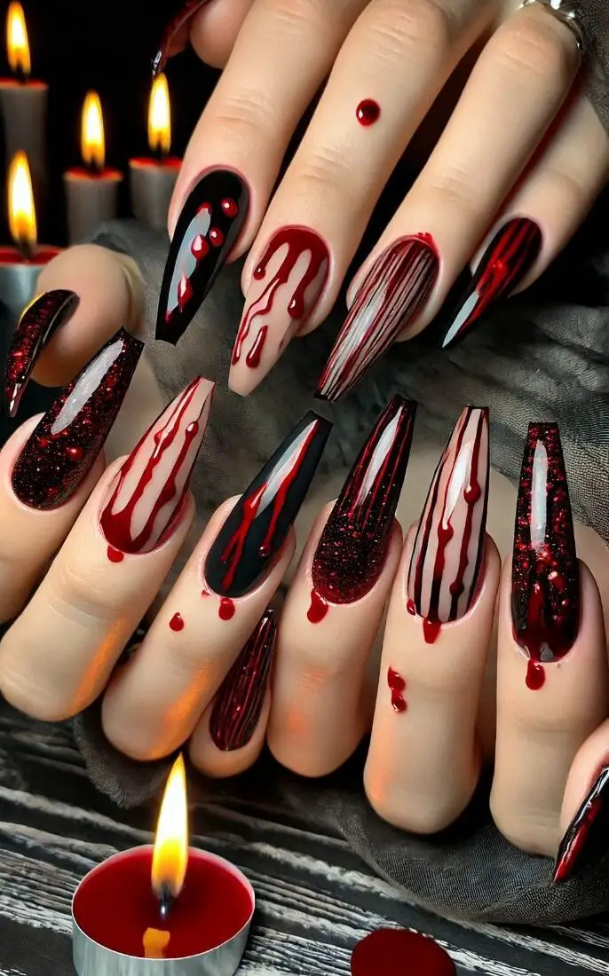 bloody-drip-chic-halloween-nail-designs