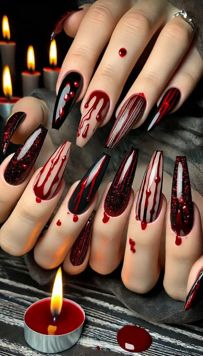 bloody-drip-chic-halloween-nail-designs