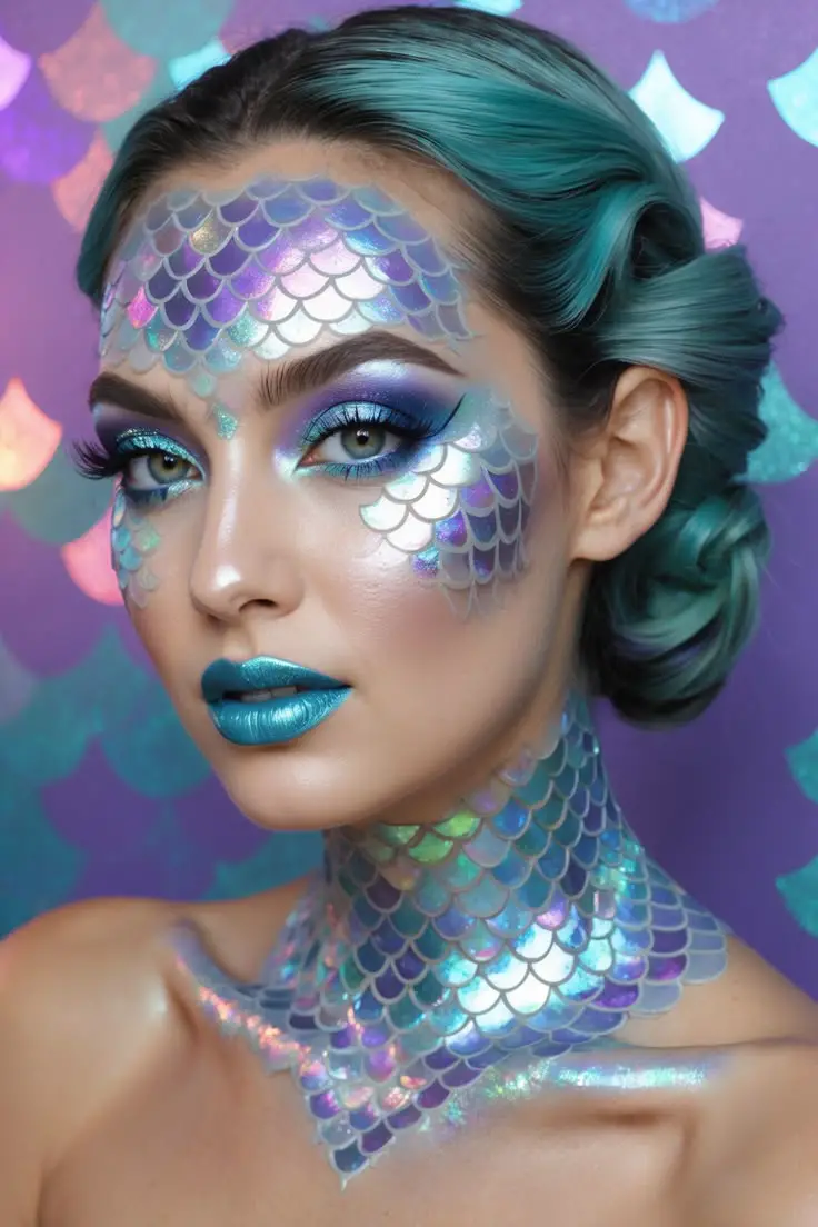 mermaid-scales-halloween-makeup-ideas