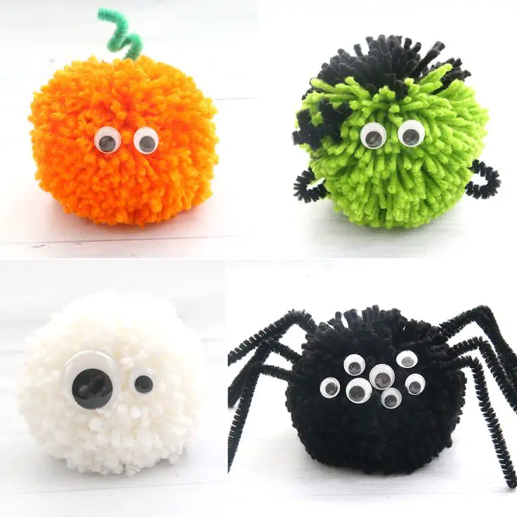 pom-pom-decor-no-carve-pumpkin-ideas-for-kids