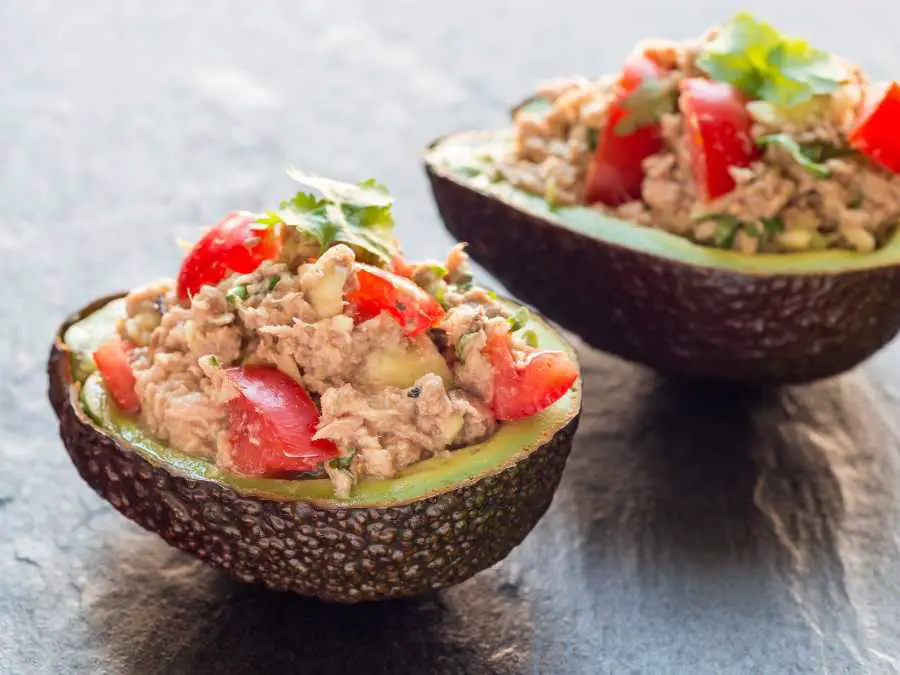 stuffed-tuna-avocado-garnish-with-tomato-gluten-free-recipes