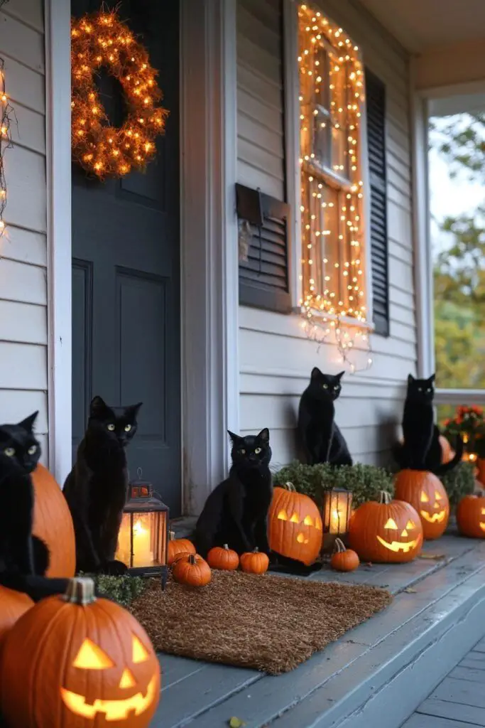 black-cat-silhouettes-halloween-front-porch-decor-ideas