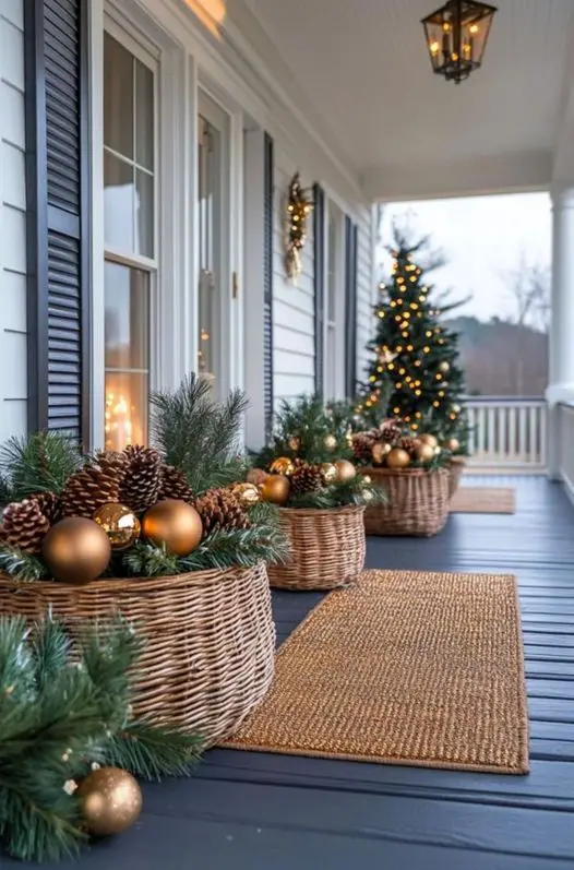 decorative basket-with-pinecones
