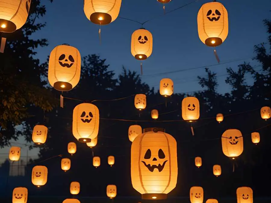 floating-ghost lanterns-outdoor-halloween-decor