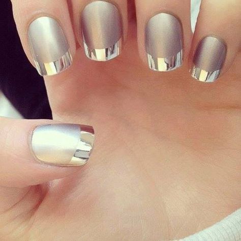 metallic-silver-tips-wedding-nail-ideas