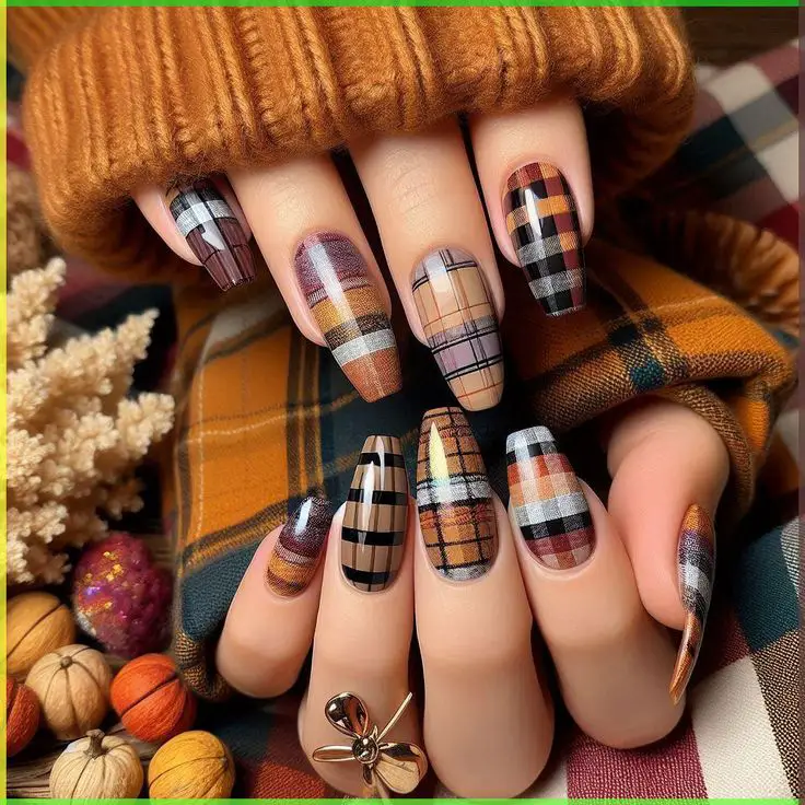plaid-flannel-nail-thanksgiving-nail-art-design