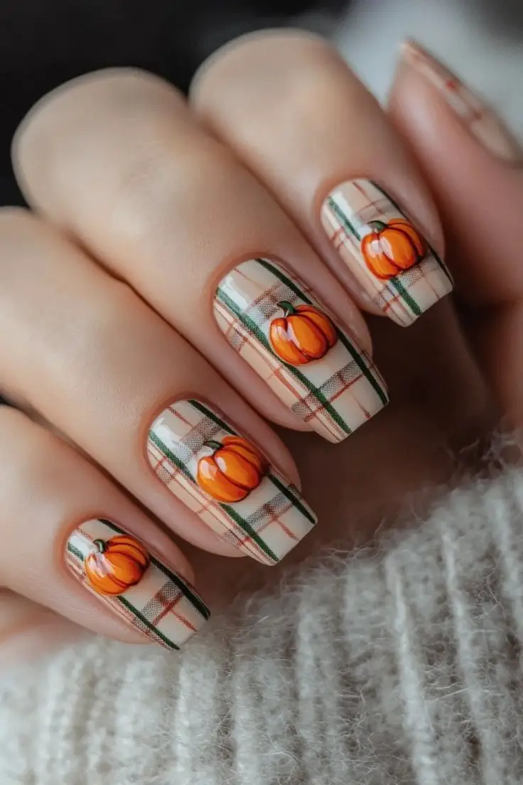 pumpkin-accent-thanksgiving-nail-arts-design
