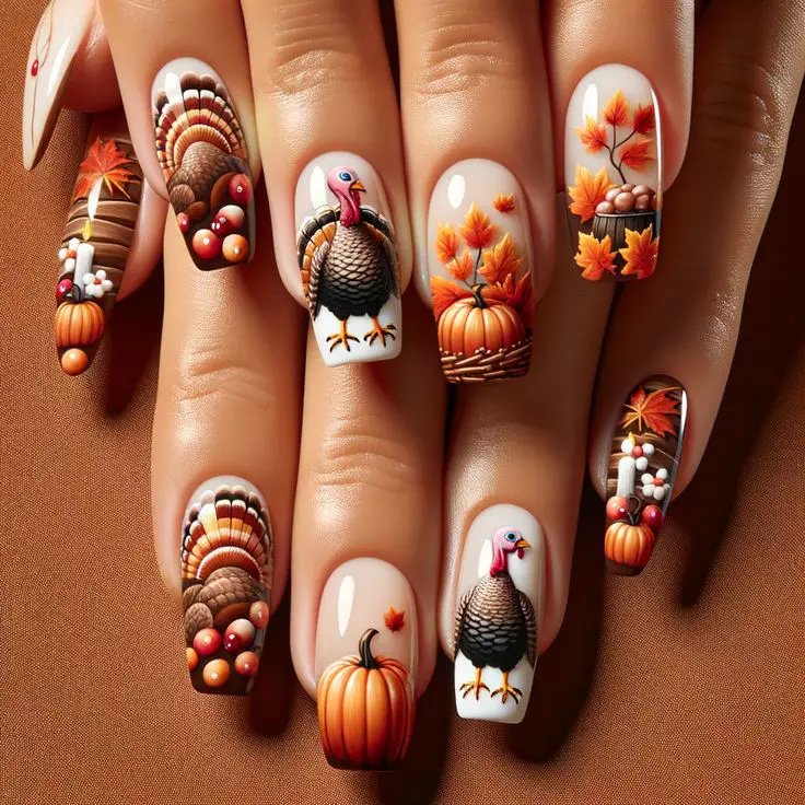 turkey-silhouette-thanksgiving-nail-arts-designs