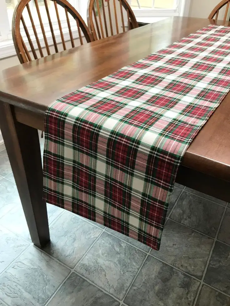 plaid scarves table-runner