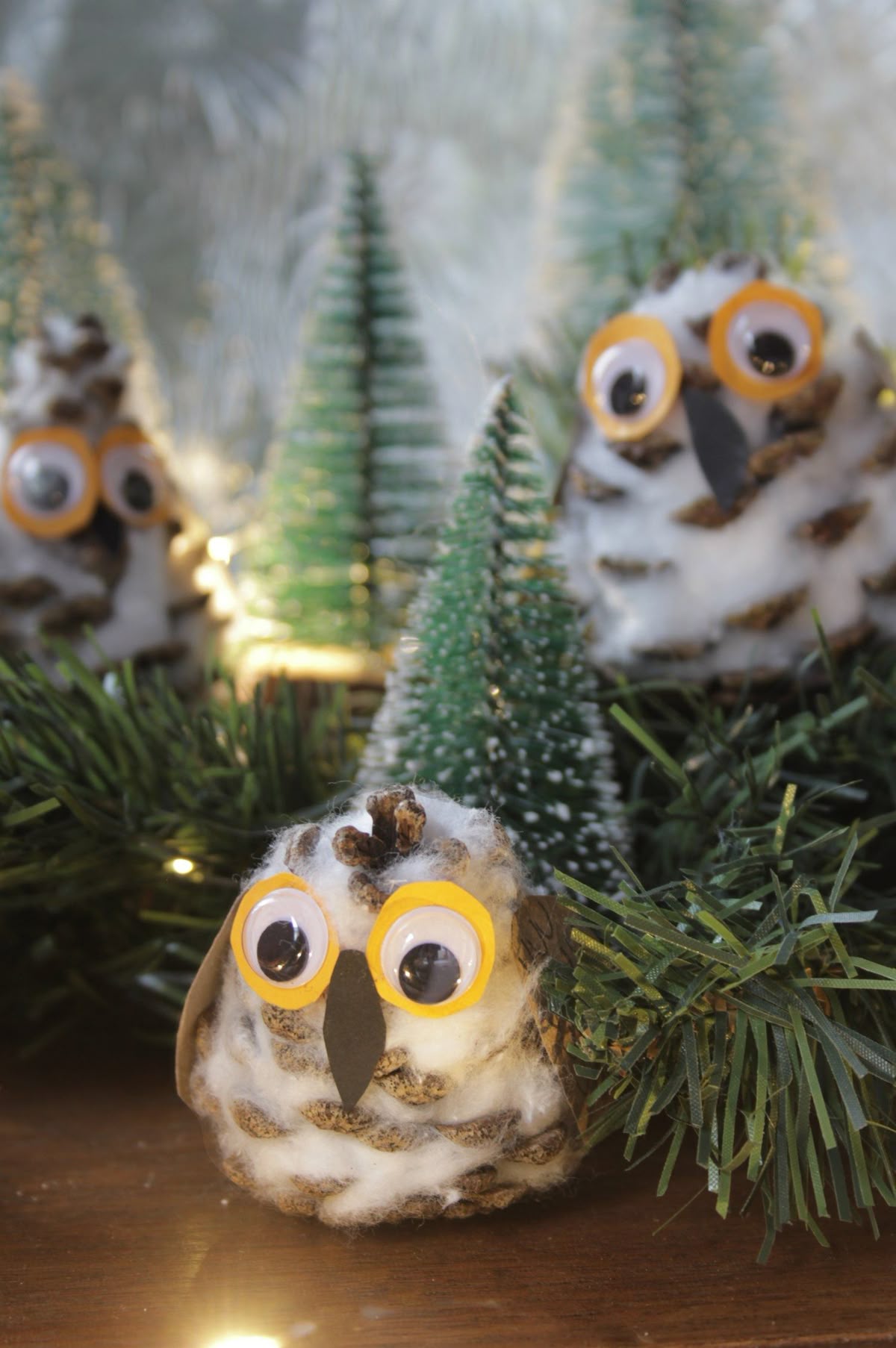 Pineowls-with-googly-eyes-and-cotton