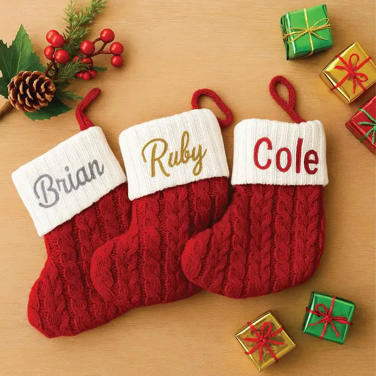 Bas De Noël 'My 1st Christmas' Pour Bébé - Velours Rouge Brodé - Souvenir 1ère Noël - Décoration Fête