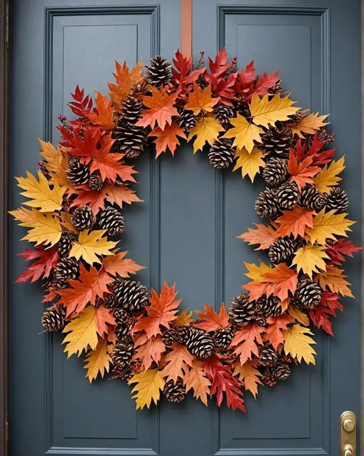 pumpkin-wreath-fall-crafts-with-pinecone-for-kids-and-adult