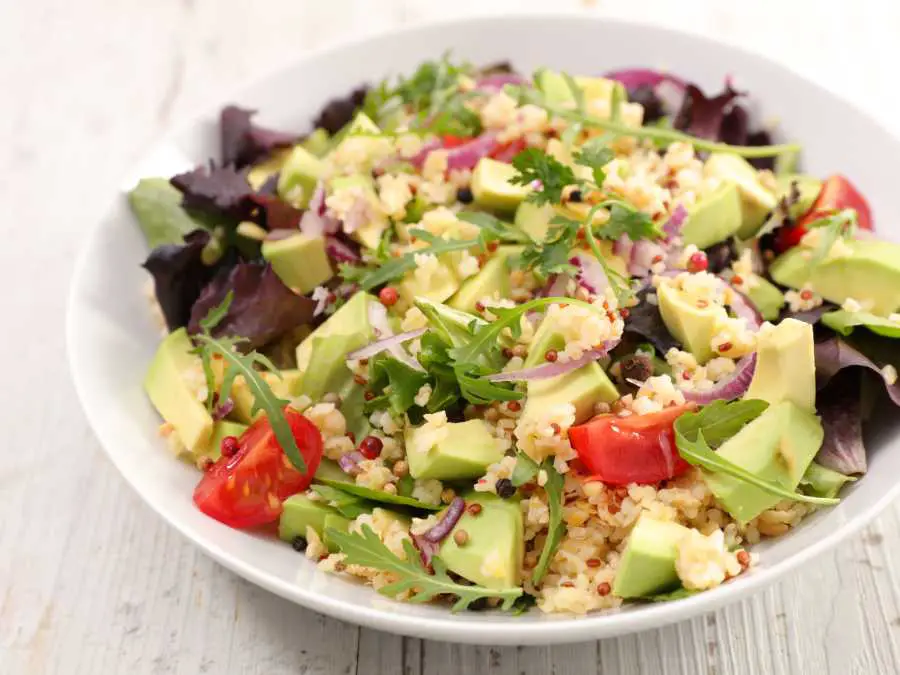 a-bowl-of-quimoa-and-avocado-salad-healthy-labor-day-grilled-salmon-recipes