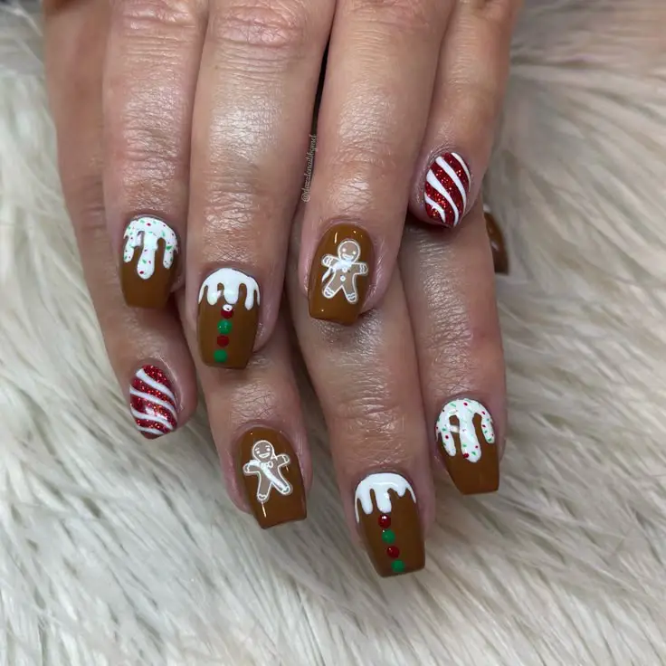 ginger-cookie-nail-stunning-christmas-nail-ideas