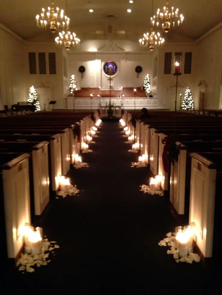 a-ceremony-surrounded-by-candlelight-winter-wonderland-party-ideas