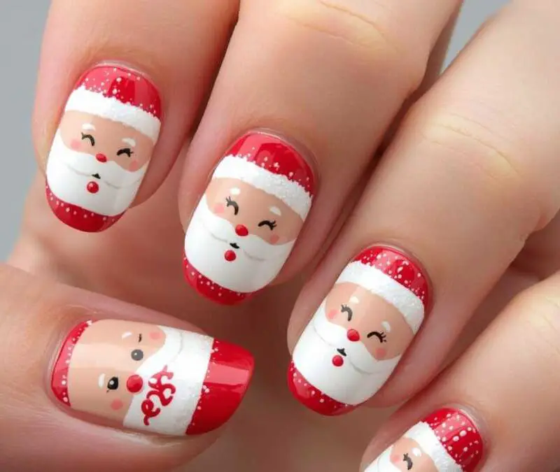 cute-santa-nail-art-short-christmas-nail-ideas