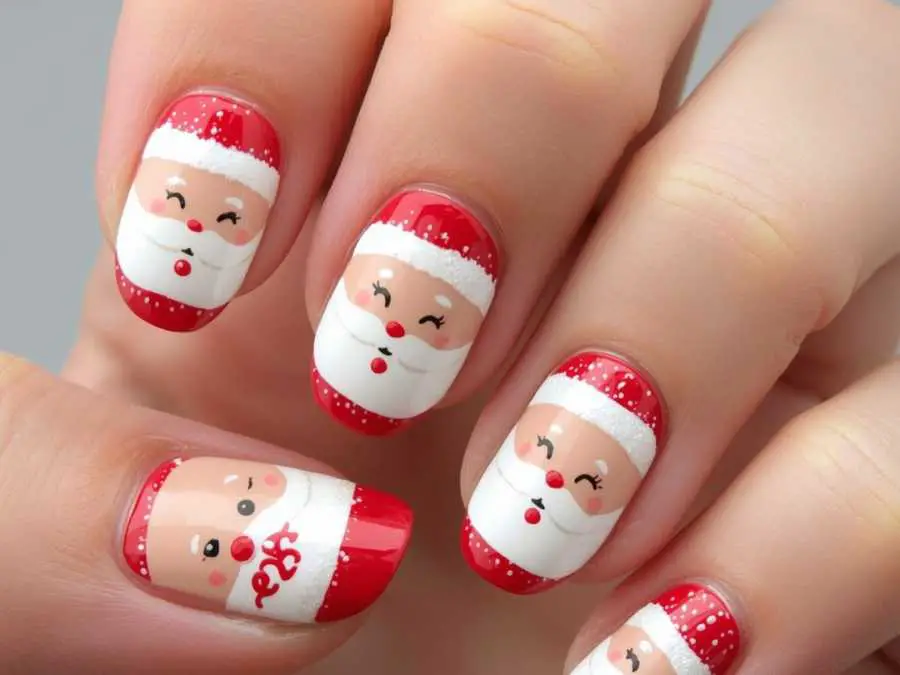 cute-santa-nail-art-short-christmas-nail-ideas